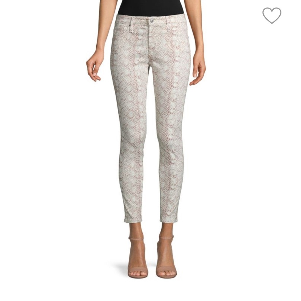 AG Adriano Goldschmied Cream and Pink python Patterned Mari jeans